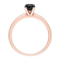 Midnight Black Womens 1/2 CT. T.W. Natural Diamond 14K Rose Gold Oval Solitaire Engagement Ring