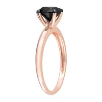 Midnight Black Womens 1 CT. T.W. Natural Diamond 14K Rose Gold Oval Engagement Ring