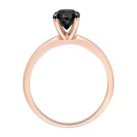 Midnight Black Womens 1 CT. T.W. Natural Diamond 14K Rose Gold Oval Engagement Ring