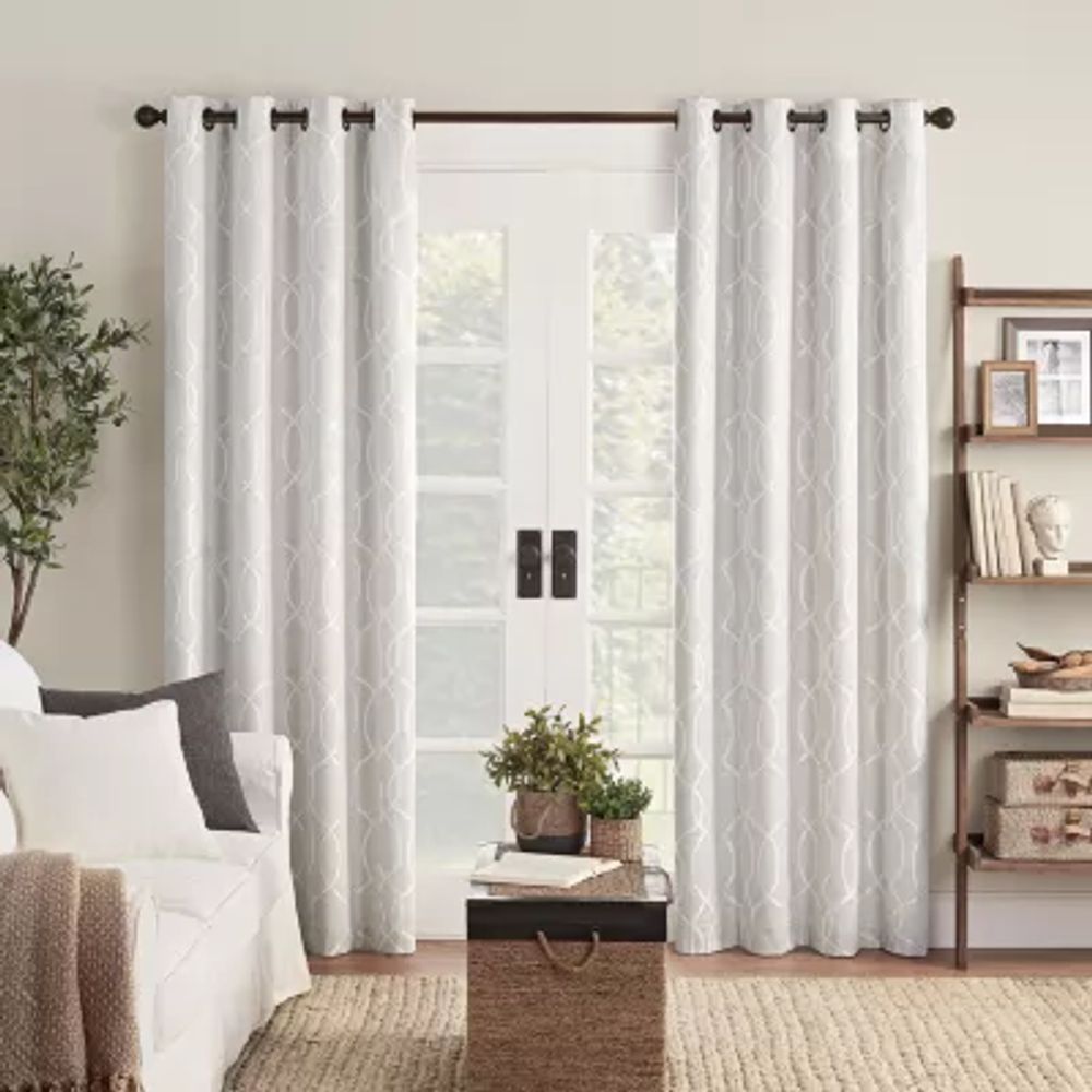 Eclipse Ambiance Lattice Draft Stopper Grommet Top Energy Saving 100% Blackout Single Curtain Panels