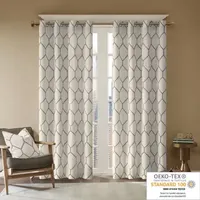 Madison Park Asher Metallic Embroidered Light-Filtering Grommet Top Single Curtain Panel