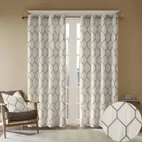 Madison Park Asher Metallic Embroidered Light-Filtering Grommet Top Single Curtain Panel