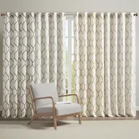 Madison Park Asher Metallic Embroidered Light-Filtering Grommet Top Single Curtain Panel