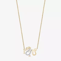 Enchanted Disney Fine Jewelry Womens Diamond Accent Natural White Diamond 14K Gold Over Silver Mulan Pendant Necklace