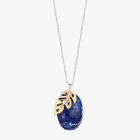 Enchanted Disney Fine Jewelry Womens Diamond Accent Genuine Blue Lapis 14K Two Tone Gold Over Silver Moana Pendant Necklace