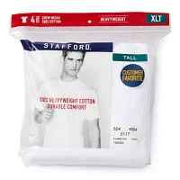 Stafford Heavyweight Mens 4 Pack Short Sleeve Crew Neck T-Shirt Tall