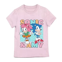 Little & Big Girls Round Neck Short Sleeve Sonic the Hedgehog Graphic T-Shirt