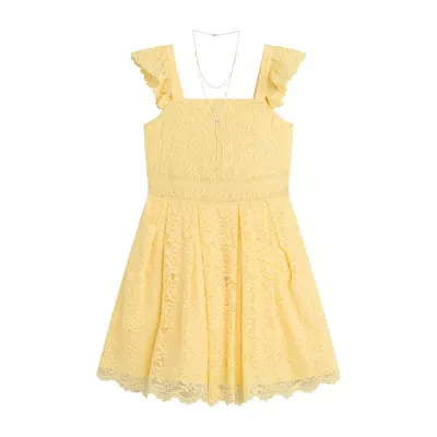 Byer California Big Girls Sleeveless Flutter Sleeve A-Line Dress