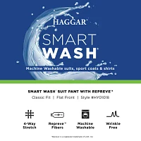 Haggar® Men's Smart Wash ® Repreve® Houndstooth Classic Fit Flat Front Suit Separates Pant