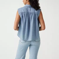 Levi's Womens Sleeveless Regular Fit Button-Down Shirt