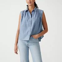 Levi's Womens Sleeveless Regular Fit Button-Down Shirt