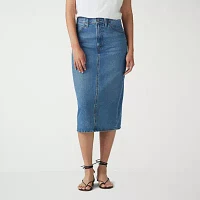 Levi's Womens Mid Rise Long Denim Skirt