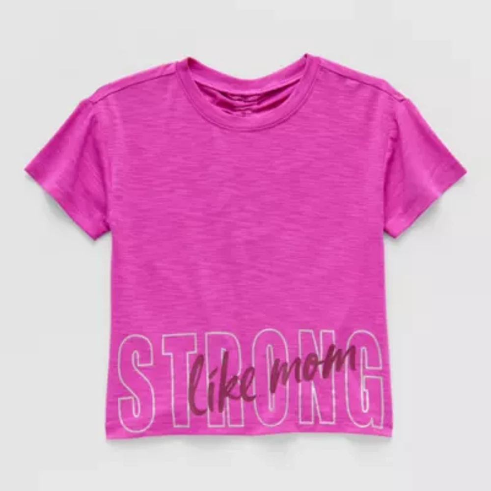 Okie Dokie Toddler & Little Girls Active Round Neck Short Sleeve Graphic T-Shirt