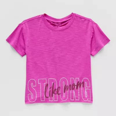 Okie Dokie Toddler & Little Girls Active Round Neck Short Sleeve Graphic T-Shirt
