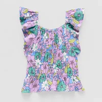 Thereabouts Little & Big Girls Square Neck Short Sleeve Blouse