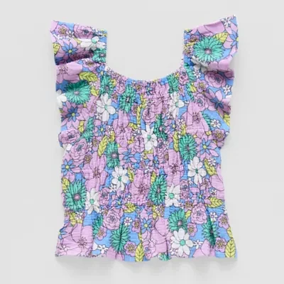 Thereabouts Little & Big Girls Square Neck Short Sleeve Blouse