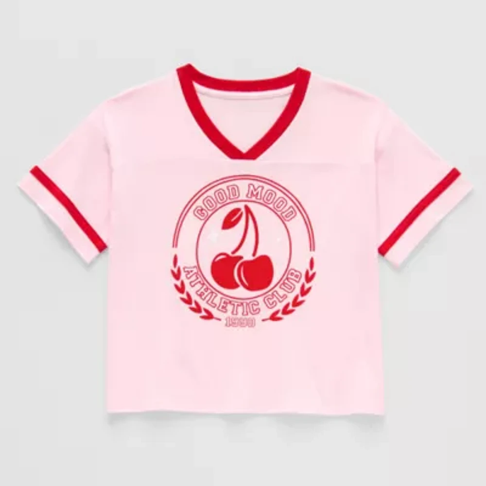 Thereabouts Little & Big Girls V Neck Short Sleeve Graphic T-Shirt