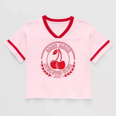 Thereabouts Little & Big Girls V Neck Short Sleeve Graphic T-Shirt