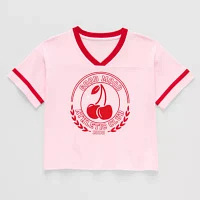 Thereabouts Little & Big Girls V Neck Short Sleeve Graphic T-Shirt