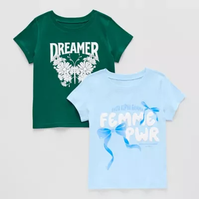 Thereabouts Little & Big Girls Adaptive Crew Neck Short Sleeve Graphic T-Shirt