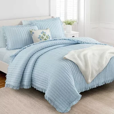 Martha Stewart Blue Ruffle Reversible Quilt