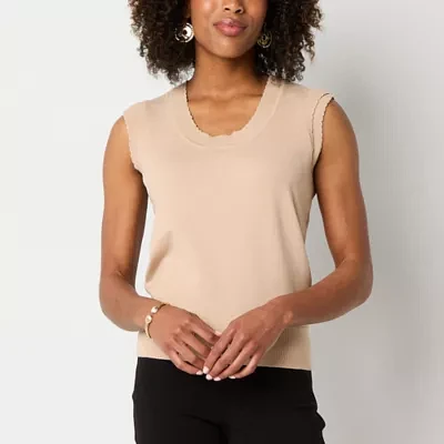 Liz Claiborne Womens Round Neck Sleeveless Pullover Sweater