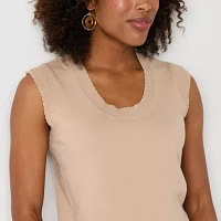 Liz Claiborne Womens Round Neck Sleeveless Pullover Sweater