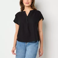 a.n.a Womens Split Crew Neck Sleeveless Blouse