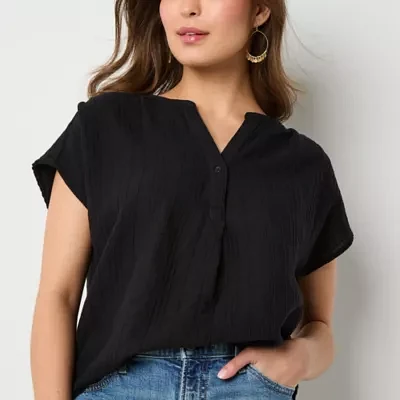 a.n.a Womens Split Crew Neck Sleeveless Blouse