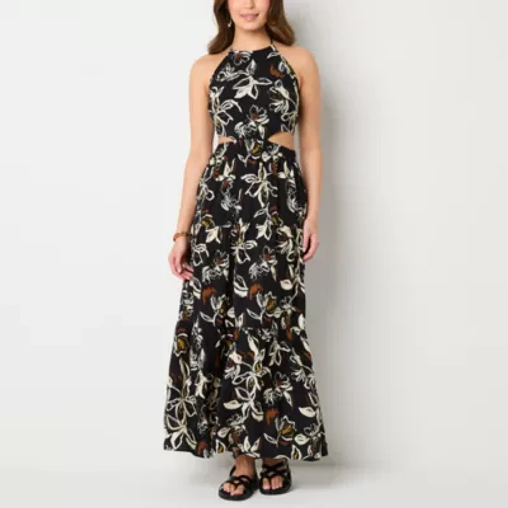 a.n.a Cutout Womens Sleeveless Floral Maxi Dress