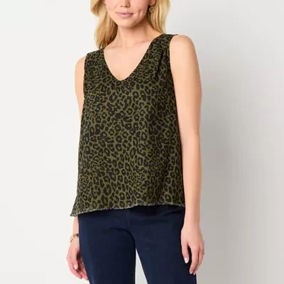 Liz Claiborne Womens V Neck Sleeveless Blouse