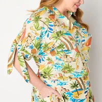 St. John's Bay Plus Womens Short Sleeve Blouse