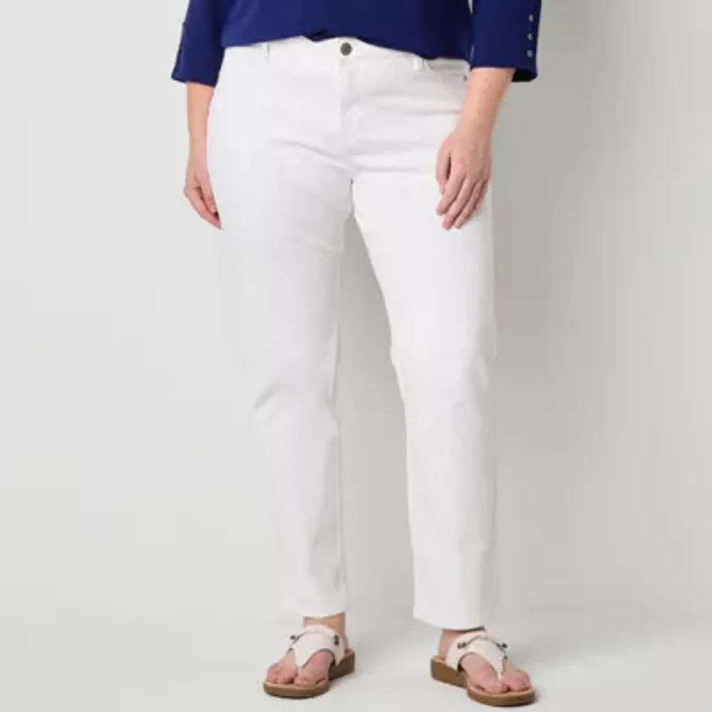 Liz Claiborne-Plus Womens High Rise Straight Pull-On Pants