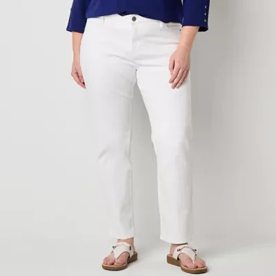 Liz Claiborne-Plus Womens High Rise Straight Pull-On Pants