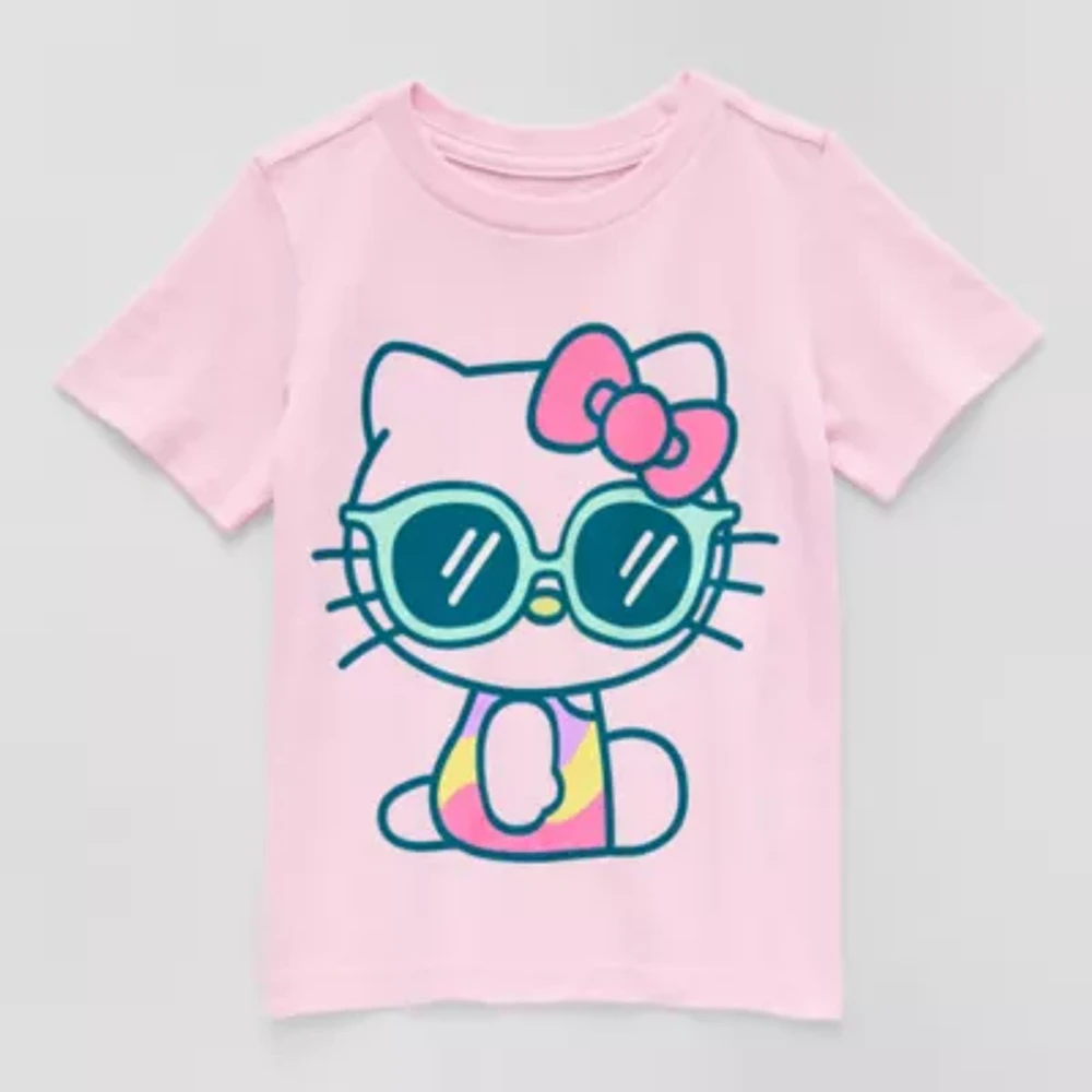 Toddler Girls Crew Neck Short Sleeve Hello Kitty Graphic T-Shirt