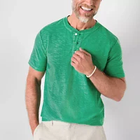 St. John's Bay Henley Mens Short Sleeve Classic Fit Shirt