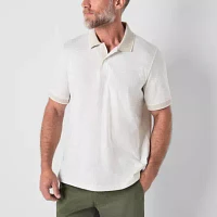 St. John's Bay Textured Premium Stretch Mens Classic Fit Short Sleeve Polo Shirt