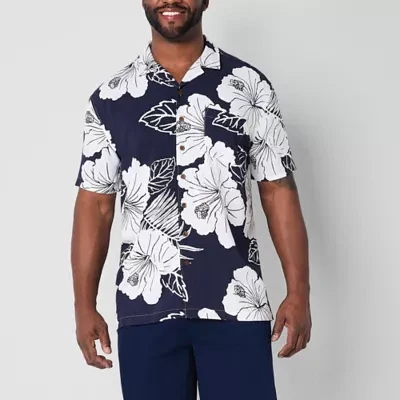 St. John's Bay Button-Down Big and Tall Mens Short Sleeve Breathable Camp Shirt