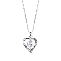 Footnotes Mom Cubic Zirconia Sterling Silver 16 Inch Cable Heart Pendant Necklace