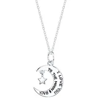 Footnotes Love Sterling Silver 16 Inch Cable Moon Round Pendant Necklace