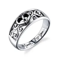 Footnotes Mom Sterling Silver Heart Band