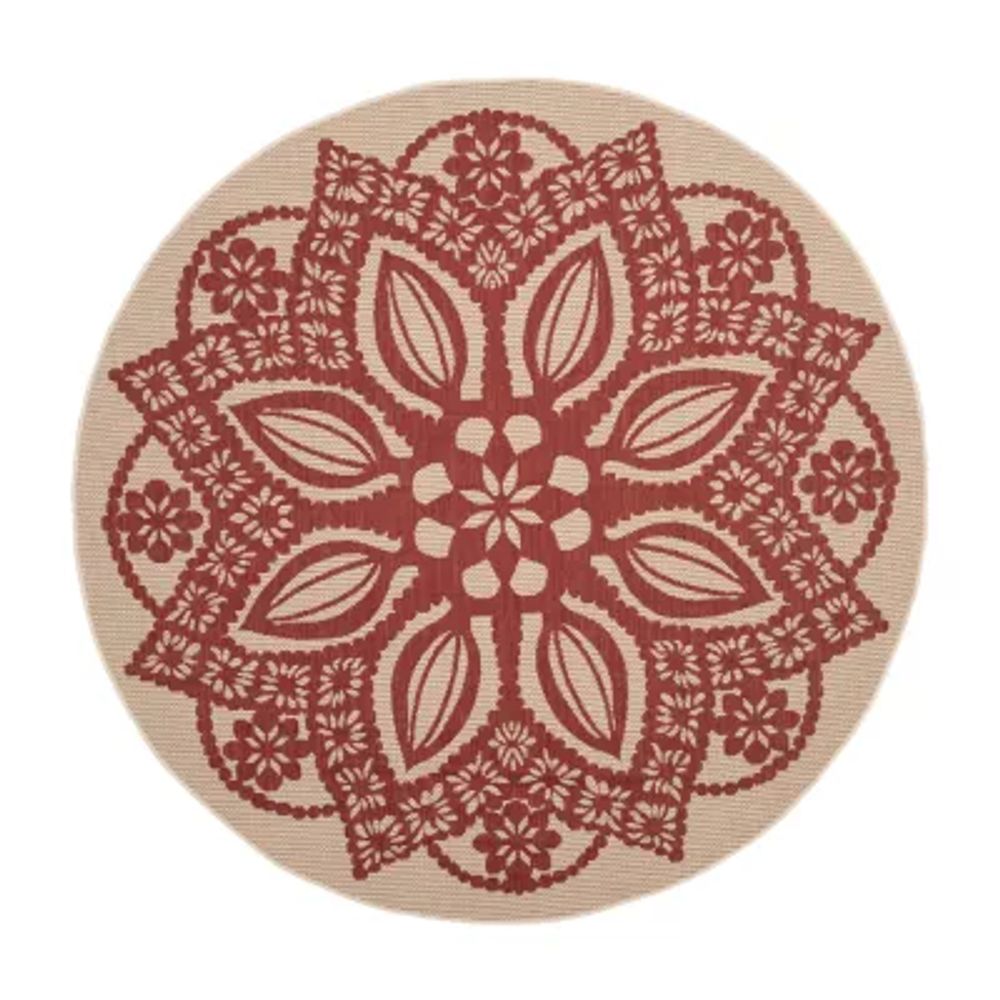Safavieh Courtyard Collection Kimberly Oriental Indoor/Outdoor Round Area Rug
