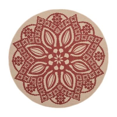 Safavieh Courtyard Collection Kimberly Oriental Indoor/Outdoor Round Area Rug