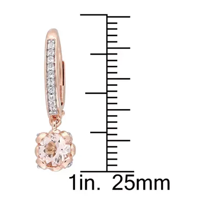 Genuine Pink Morganite 10K Rose Gold Drop Earrings