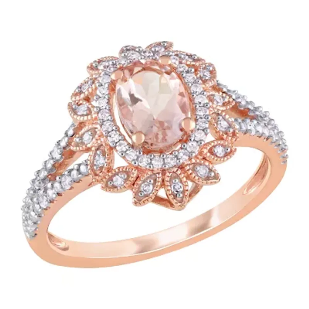 Womens 1/ CT. T.W. Genuine Pink Morganite 10K Rose Gold Cocktail Ring