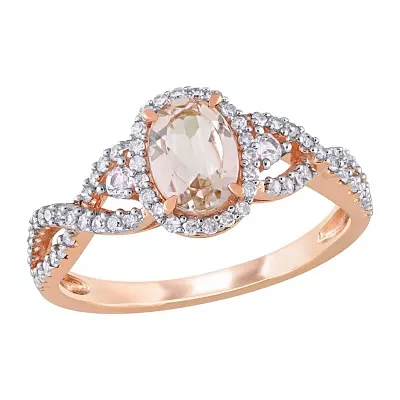 Womens 1/3 CT. T.W. Genuine Pink Morganite 10K Rose Gold Cocktail Ring