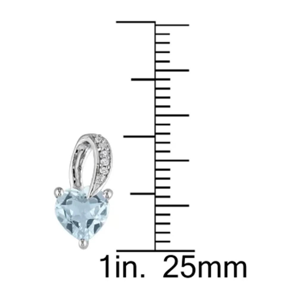 Diamond Accent Genuine Blue Aquamarine Sterling Silver 13mm Heart Stud Earrings