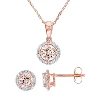 1/6 CT. T.W. Genuine Pink Morganite 10K Rose Gold Jewelry Set