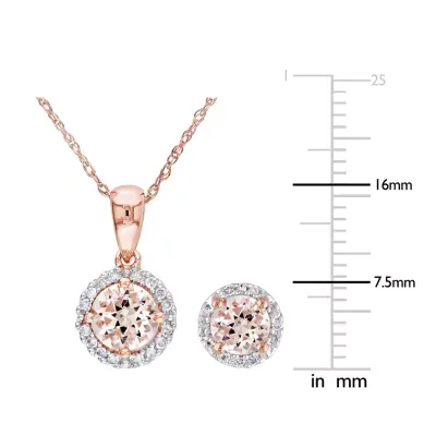 1/6 CT. T.W. Genuine Pink Morganite 10K Rose Gold Jewelry Set