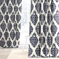 Exclusive Fabrics & Furnishing Ikat Printed Cotton Energy Saving Light-Filtering Rod Pocket Back Tab Single Curtain Panel